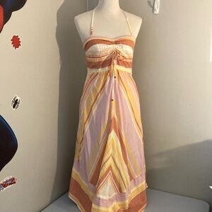 Anthropologie Orange Halter Sundress Resort Wear